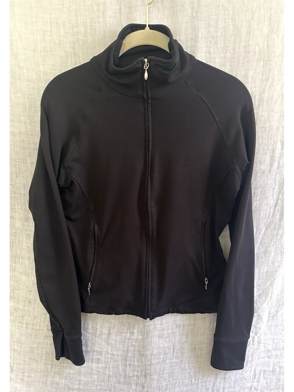 Lucy Jacket Zip Up Sweater Longs Sleeve Black Color Fitted Jacket Size S